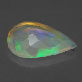 Ópalo multicolor natural de 1,54 ct, en forma de pera, transparente