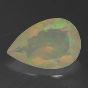 Ópalo multicolor natural de 1,43 ct, en forma de pera, transparente