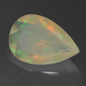 Ópalo multicolor natural de 1,43 ct, en forma de pera, transparente