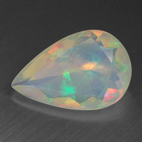 Ópalo multicolor natural de 1,40 ct, en forma de pera, transparente