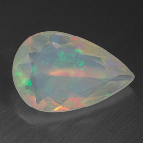 Ópalo multicolor natural de 1,40 ct, en forma de pera, transparente