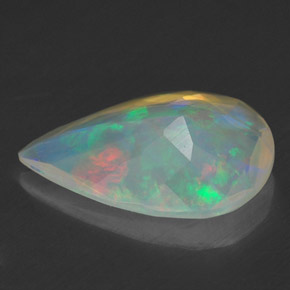 Ópalo multicolor natural de 1,40 ct, en forma de pera, transparente