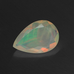 Ópalo multicolor natural de 1,01 ct, en forma de pera, transparente
