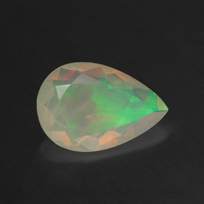 Ópalo multicolor natural de 1,01 ct, en forma de pera, transparente