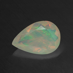 Ópalo multicolor natural de 1,26 ct, en forma de pera, transparente