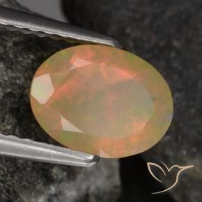Ópalo Multicolor natural de 0.79 ct, Ovalada, Transparente