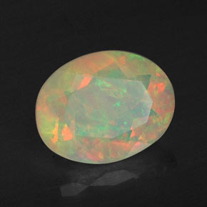 Ópalo multicolor natural de 0,89 ct, transparente, transparente / translúcido