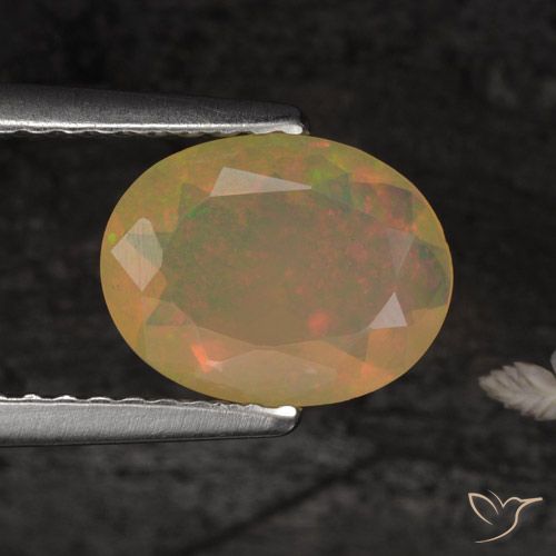 0.86ct Natural Multicolor Ópalo, Ovalada, Translúcido
