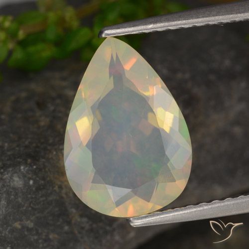 1.56ct Natural Multicolor Ópalo, En forma de pera, Transparente