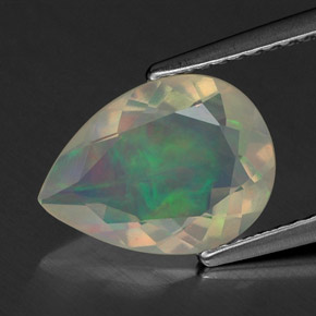 Ópalo multicolor natural de 1,63 ct, en forma de pera, transparente