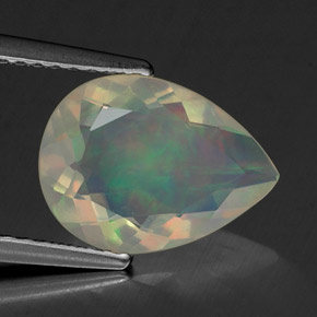 Ópalo multicolor natural de 1,63 ct, en forma de pera, transparente