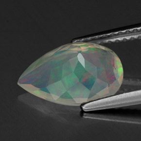 Ópalo multicolor natural de 1,63 ct, en forma de pera, transparente