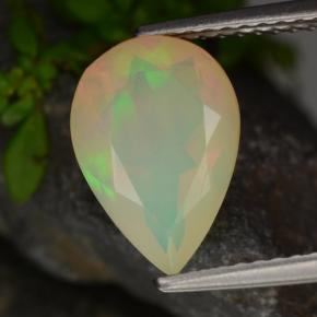 Ópalo multicolor natural de 1,61 ct, en forma de pera, translúcido