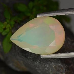 Ópalo multicolor natural de 1,61 ct, en forma de pera, translúcido