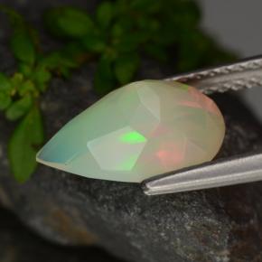 Ópalo multicolor natural de 1,61 ct, en forma de pera, translúcido