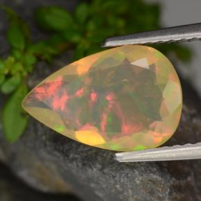 Ópalo amarillo natural de 1,32 ct, en forma de pera, transparente