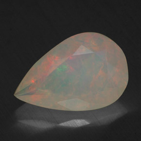 Ópalo multicolor natural de 1,74 ct, en forma de pera, transparente