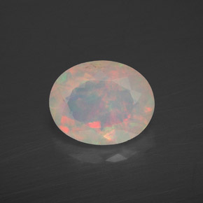 Ópalo multicolor natural de 1,83 ct, corte óvalo, transparente