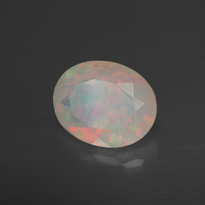 Ópalo multicolor natural de 1,83 ct, corte óvalo, transparente