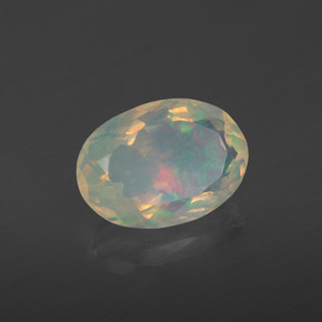 Ópalo multicolor natural de 1,92 ct, corte óvalo, transparente