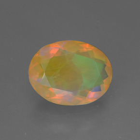 Ópalo multicolor natural de 1,29 ct, corte óvalo, translúcido