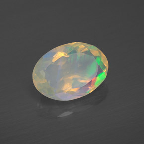 Ópalo multicolor natural de 1,77 ct, corte óvalo, transparente