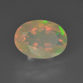 Ópalo multicolor natural de 1,64 ct, corte óvalo, transparente