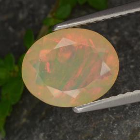 Ópalo multicolor natural de 1,37 ct, corte óvalo, translúcido