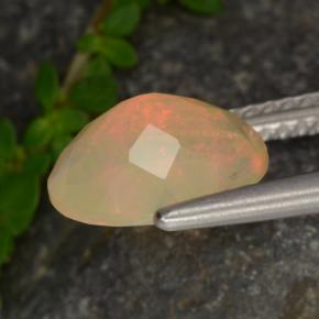 Ópalo multicolor natural de 1,37 ct, corte óvalo, translúcido
