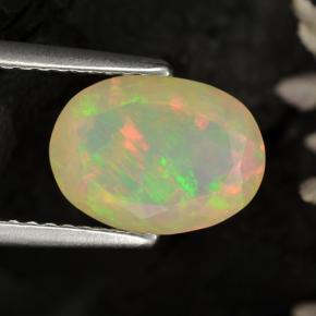 Ópalo amarillo natural de 1,58 ct, corte óvalo, translúcido