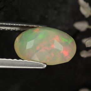 Ópalo amarillo natural de 1,58 ct, corte óvalo, translúcido