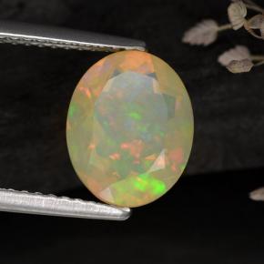 Ópalo multicolor natural de 1,59 ct, transparente, transparente / translúcido