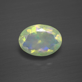 Ópalo multicolor natural de 1,48 ct, corte óvalo, transparente