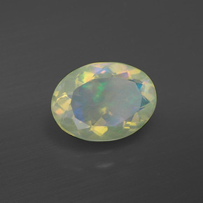 Ópalo multicolor natural de 1,48 ct, corte óvalo, transparente
