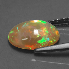 Ópalo multicolor natural de 2,23 ct, corte óvalo, translúcido