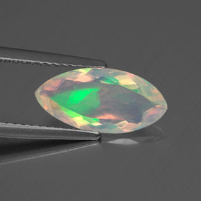 Ópalo multicolor natural de 1,26 ct, marquesa, transparente