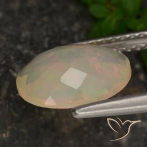 Ópalo Multicolor natural de 1.27 ct, Ovalada, Translúcido