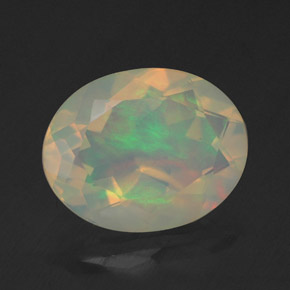 Ópalo multicolor natural de 1,60 ct, corte óvalo, transparente