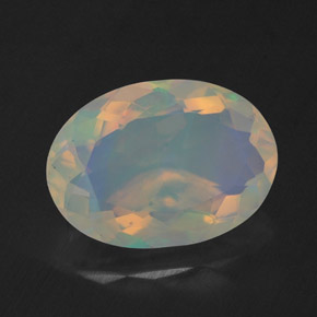 Ópalo multicolor natural de 1,67 ct, corte óvalo, transparente