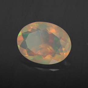 Ópalo multicolor natural de 1,65 ct, corte óvalo, transparente