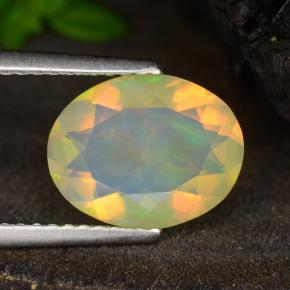 Ópalo amarillo natural de 1,64 ct, corte óvalo, transparente