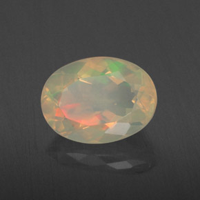 Ópalo multicolor natural de 1,88 ct, corte óvalo, transparente