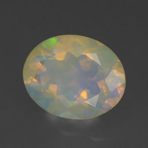 Ópalo multicolor natural de 1,68 ct, corte óvalo, transparente