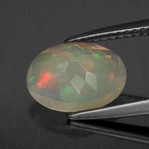 Ópalo multicolor natural de 1,23 ct, transparente, transparente / translúcido