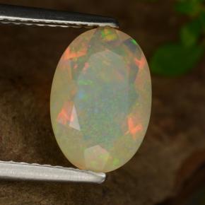 Ópalo multicolor natural de 1,26 ct, corte óvalo, transparente