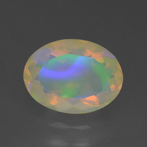 Ópalo multicolor natural de 1,64 ct, corte óvalo, transparente