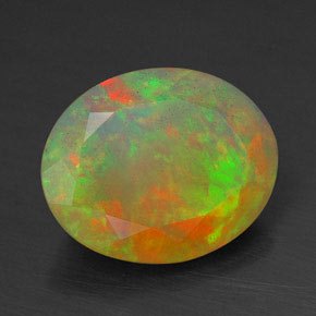 Ópalo multicolor natural de 2,00 ct, corte óvalo, transparente