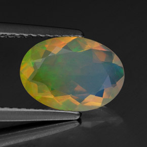 Ópalo multicolor natural de 1,16 ct, transparente, transparente / translúcido