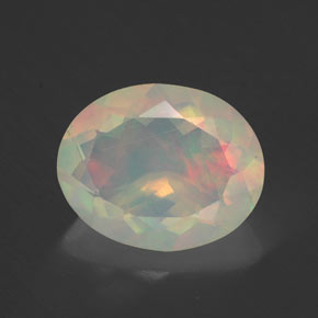 Ópalo multicolor natural de 2,02 ct, corte óvalo, transparente