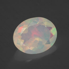 Ópalo multicolor natural de 2,02 ct, corte óvalo, transparente